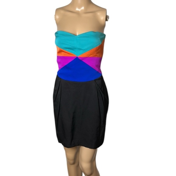 Mara Hoffman vtg slip dress, colorblock strapless,sz 4, fitted,event, glam EC - Picture 1 of 13